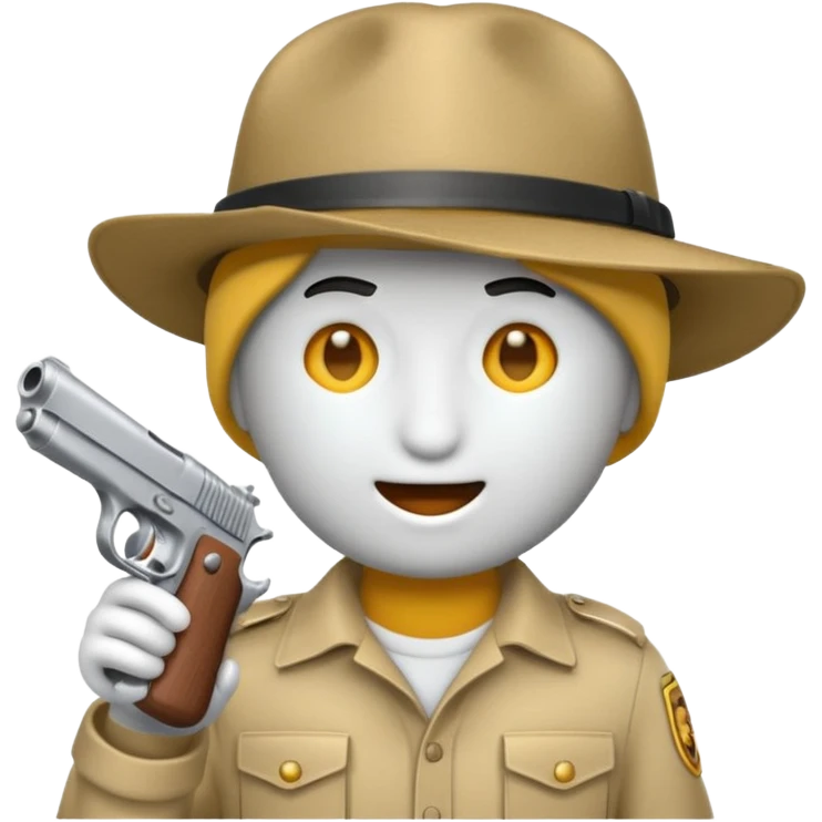 As un emoji blanco con una gorra y una garrafón un pistola y que tenga acepto gánster emoji