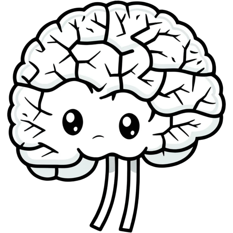 cartoon style brain with a crack and expressive eyes emoji