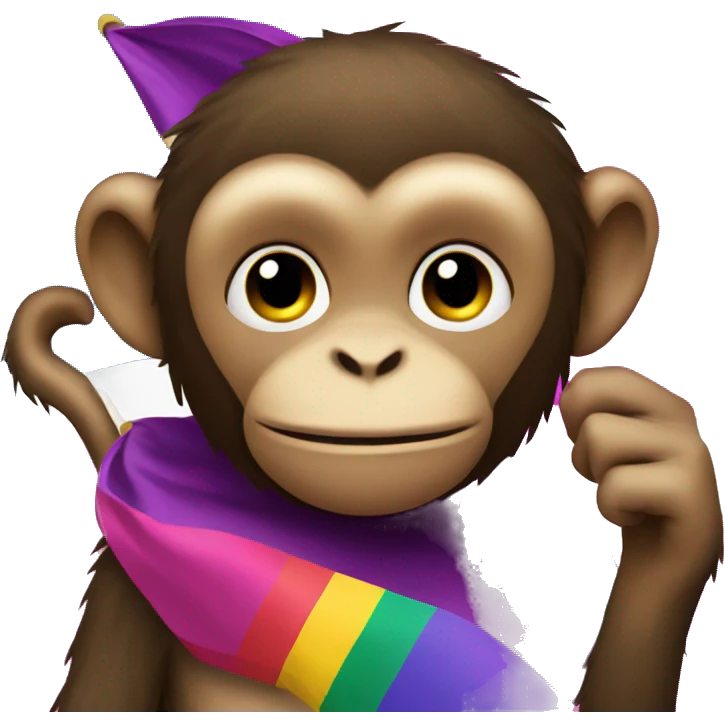 Monkey holding a bisexual flag emoji