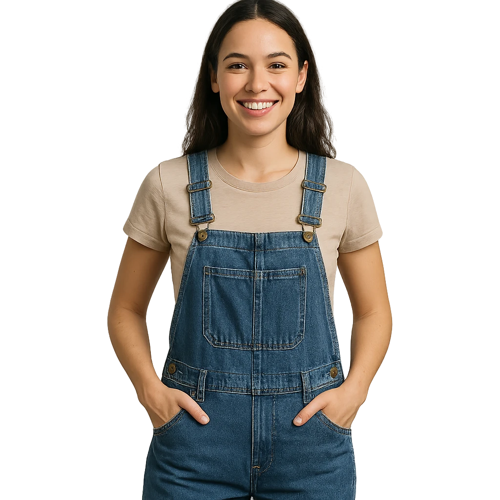 A woman in overalls emoji