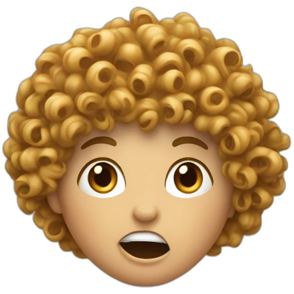 Curly hair Woman with his mouth open as if he's pretending to eat the thing it is facing emoji