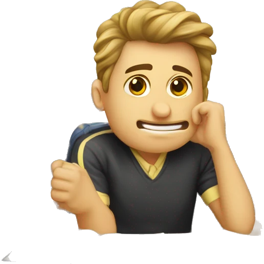 estudiante universitario llorando en salon de clase emoji