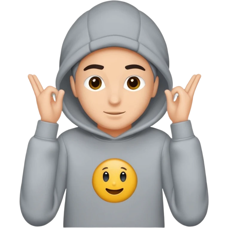 Saçı uzun ve arkadan bağlı, beyaz tenli, sakallı 24 yaşlarında, üzerinde gri  sweat olan bir erkek çiz emoji