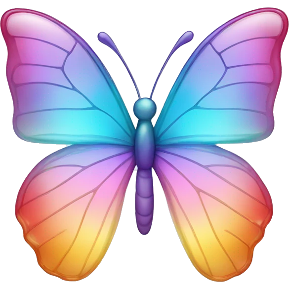 Pastel rainbow-gradient glass crystal butterfly emoji