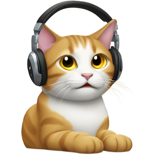 Cat listening to music emoji