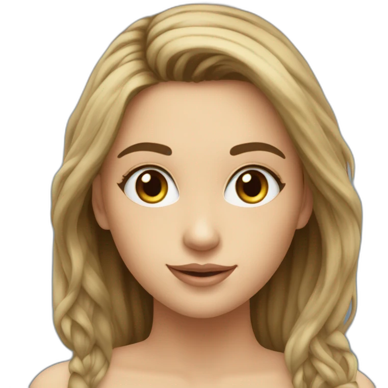 Fille ado cheveux long  châtain claire yeux bleu emoji