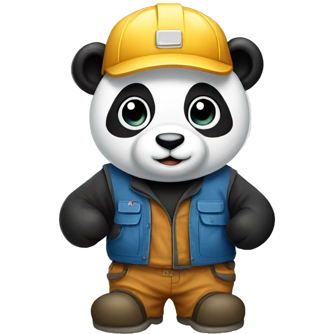 Panda wearing carpenter wear emoji