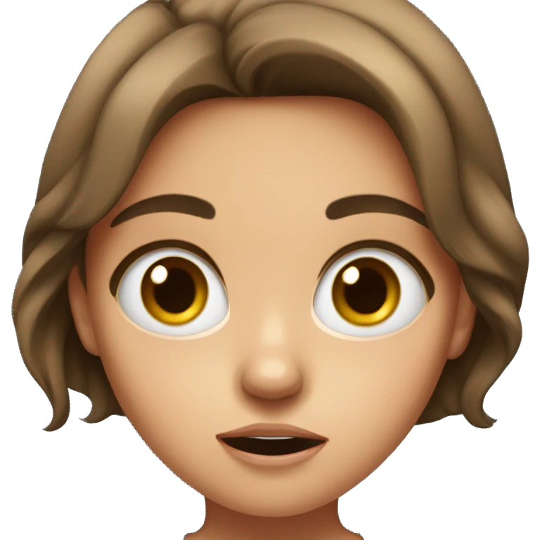 girl with brown hair and big eyes in shock emoji