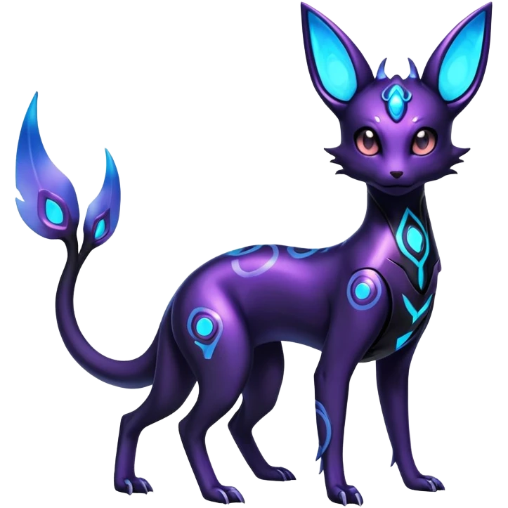 Shiny Ethereal Celestial Futuristic Modern Cyber-Salandit-Umbreon-Espeon-Hybrid (Full body) emoji