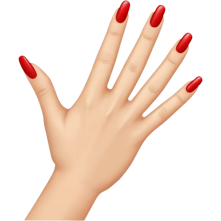 Side view of a hand with the index finger and thumb touching together as if clapping. The fingernails are long and painted. emoji