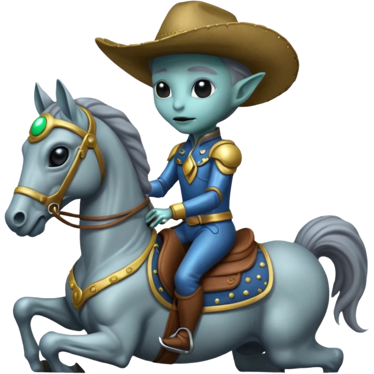 Alien on horse, close up emoji