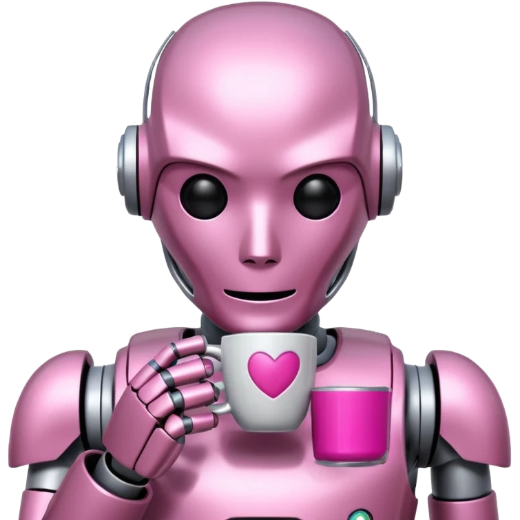 robot drink pink coffee emoji