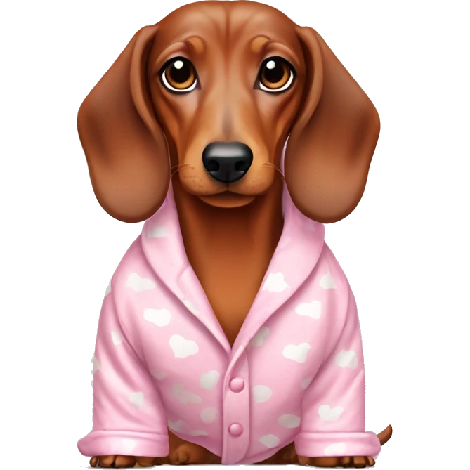 dachshund dog in light pink pajamas emoji