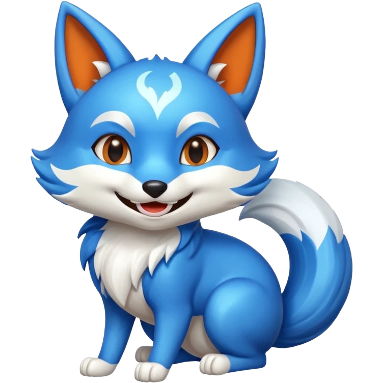 Make a blue kitsune happy emoji