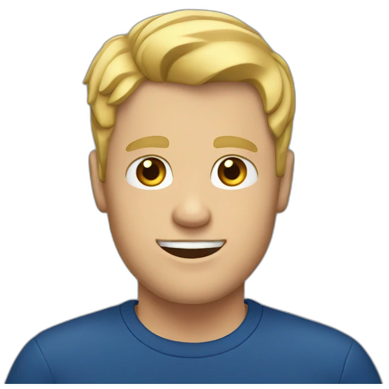 white guy with blond hair in a dark blue T-shirt emoji