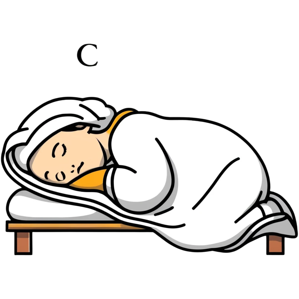 person sleeping well under good lighting, healthy circadian rhythm emoji