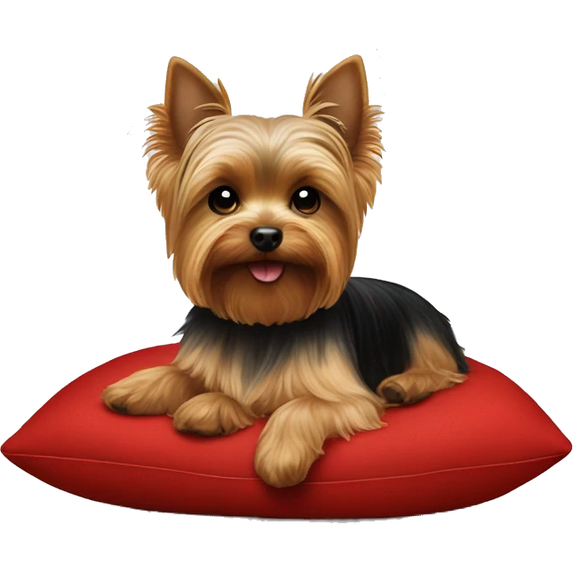 Yorkie on the red pillow emoji