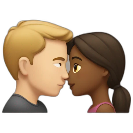white guy kissing a slight brown girl emoji