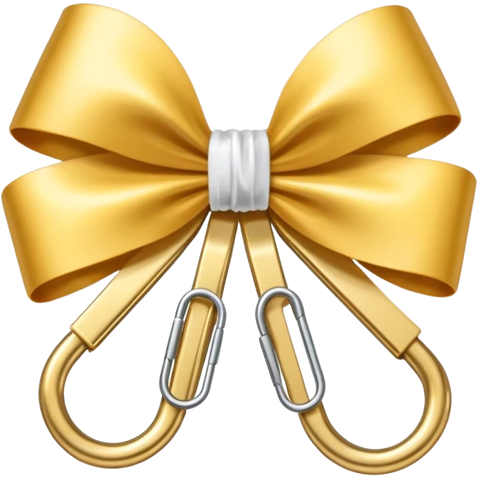 one gold paper clip with a white bow in the middle emoji