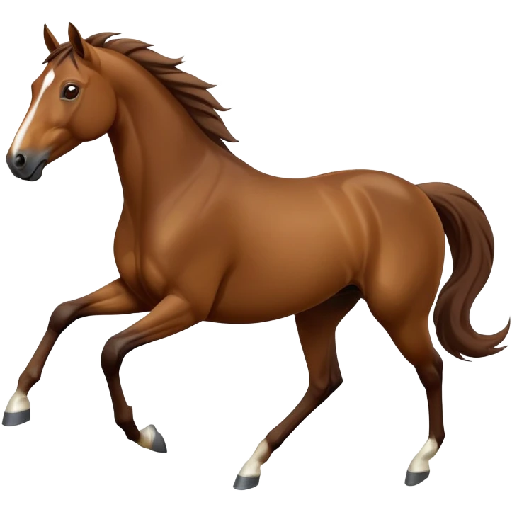 cinematic-[brown horse]-realistic-full-body-galopping-emoji,-tail-flicking-lazily,-head-tilted-dramatically,-sleek-[brown]-coat,-simplified-yet-realistic-focused-features,-highly-detailed,-glowing-with-an-almost-sarcastic-glow emoji