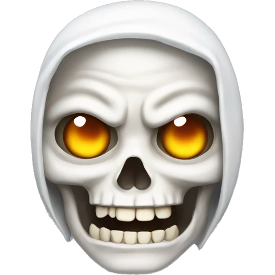 Skull with white hair and eye lids big with great teeth and eyes very hooded emoji
