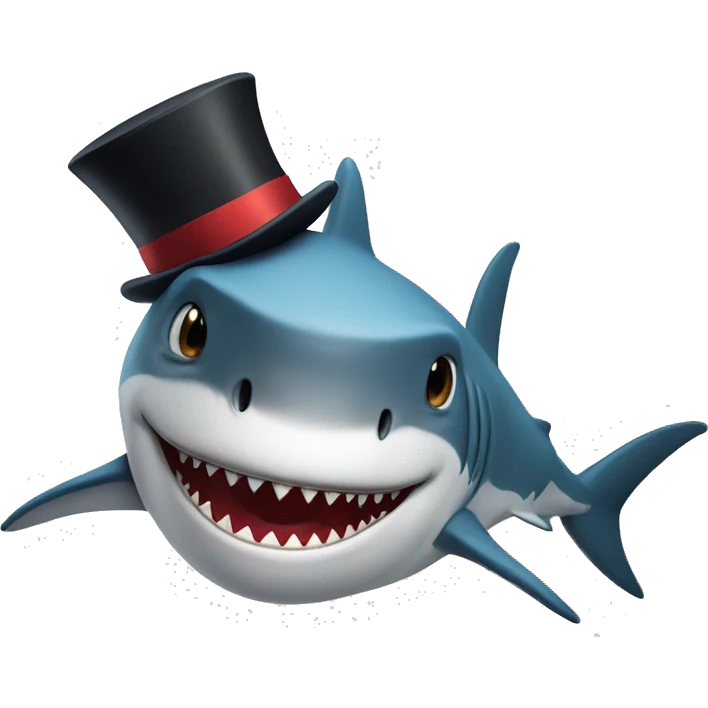 Shark with a top hat emoji