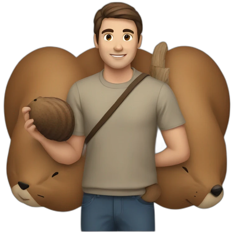 man with beaver tail emoji