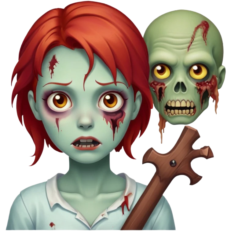 Red hair brown eyes zumbie girl emoji