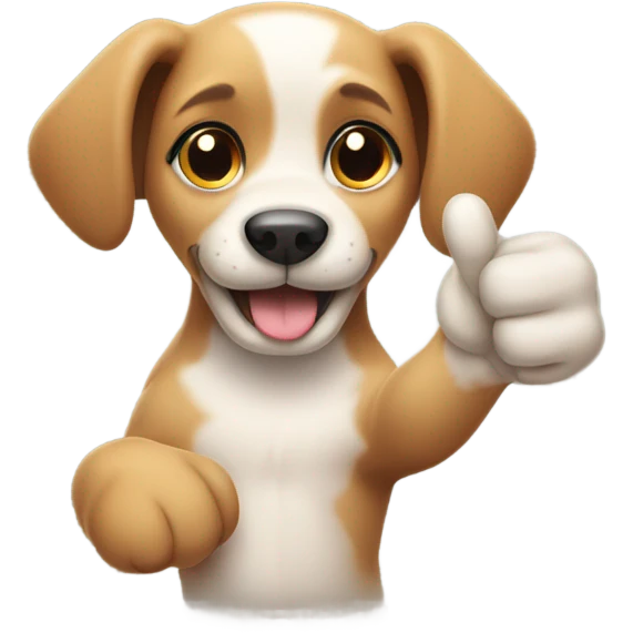 Puppy making the positive gesture with his hand emoji