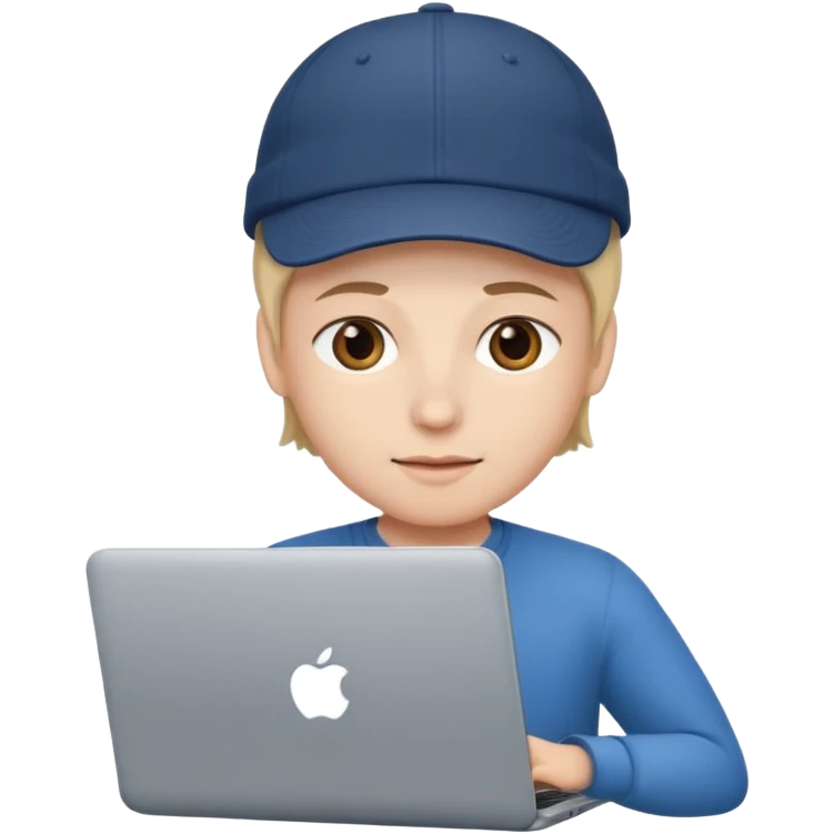 Crea una persona con una gorra y una lapto emoji