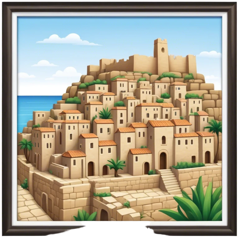 Byblos Old City Landmark Emoji – Portraying the historic stone houses, narrow streets, and Phoenician ruins. emoji