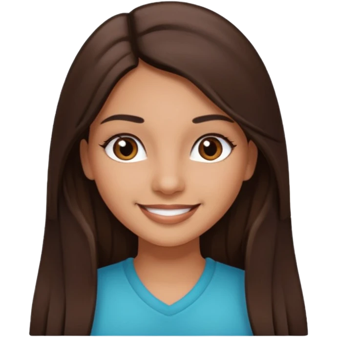 latina girl with straight long brown hair, dark dark brown eyes and lashes emoji