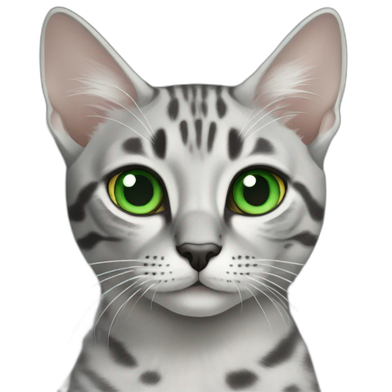 Egyptian Mau cat with green eyes emoji