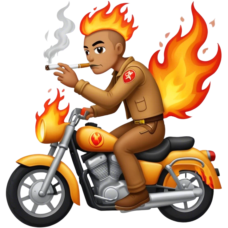 Fly smoking meth riding a motorcycle on fire emoji