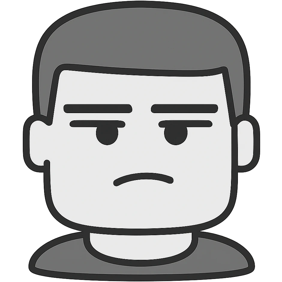 Roblox man face with ಠ_ಠ expression, minimal details emoji