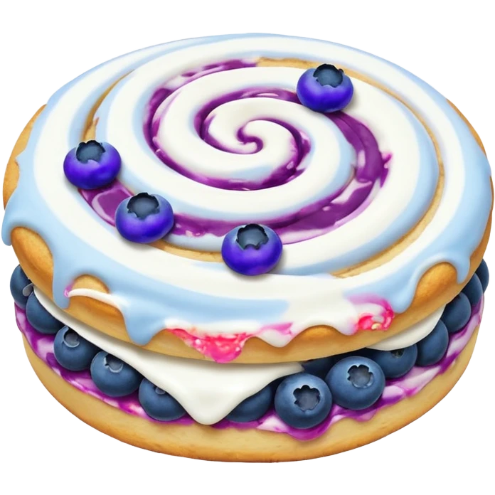 2 blueberry biscuits with white icing swirl on top emoji