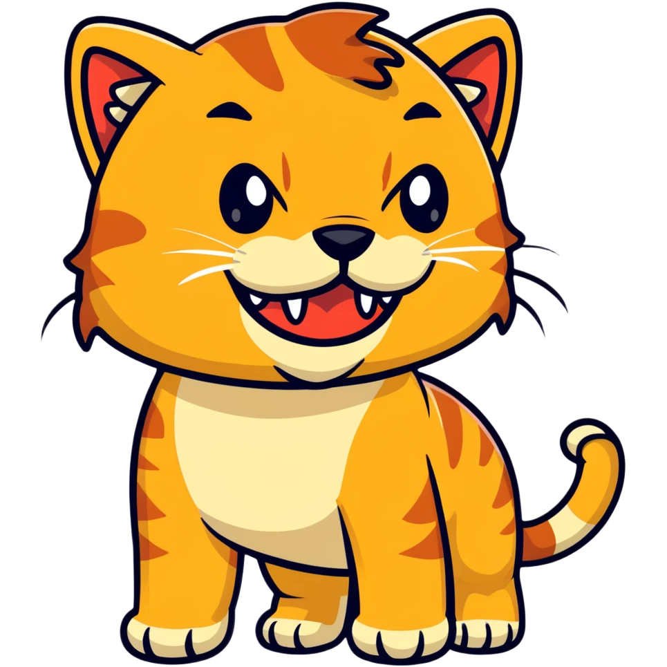 saber-toothed cat with massive, dramatically elongated canine teeth that extend well below the chin emoji