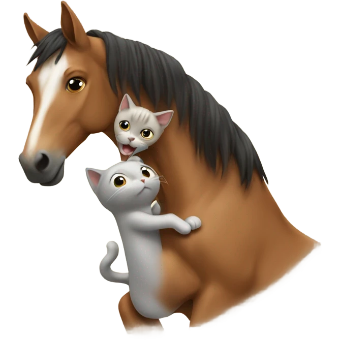 Cat wrangling a horse emoji
