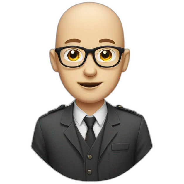 bald white skin nerd with glasses emoji