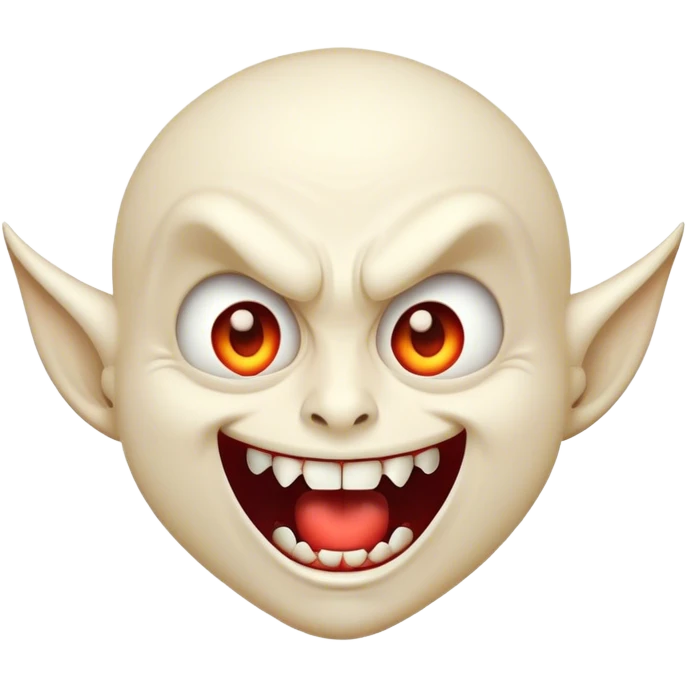 Cinematic Comical Vampire Portrait Emoji, with a sharply stylized, slightly caricatured pale face accented with exaggerated fangs and overly dramatic wide eyes filled with comic shock, head tilted in a hilariously startled pose, simplified yet amusingly detailed, glowing with a soft mysterious glow and a playful outline capturing the quirky humor of a vampire in disbelief! emoji