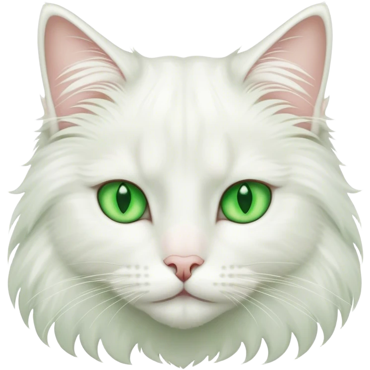 White long haired cat with green eyes emoji