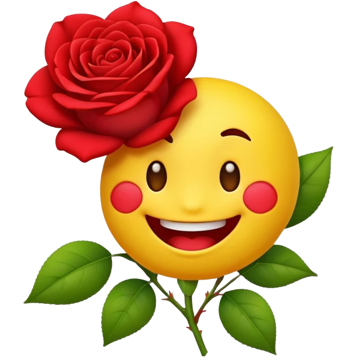 Normal emoji yellow biting a rose flower  emoji