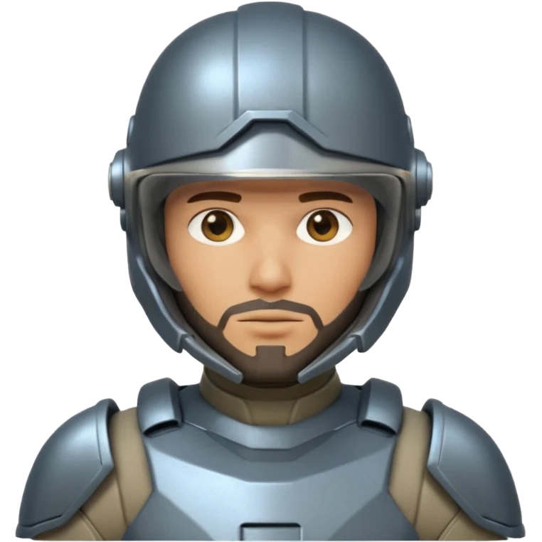futuristic armored soldier human portrait, head and shoulders only, tan skin, short beard, helmet visor, sci-fi armor details, 3D cartoon, mobile game icon style, clean background, no text, no watermark

 emoji