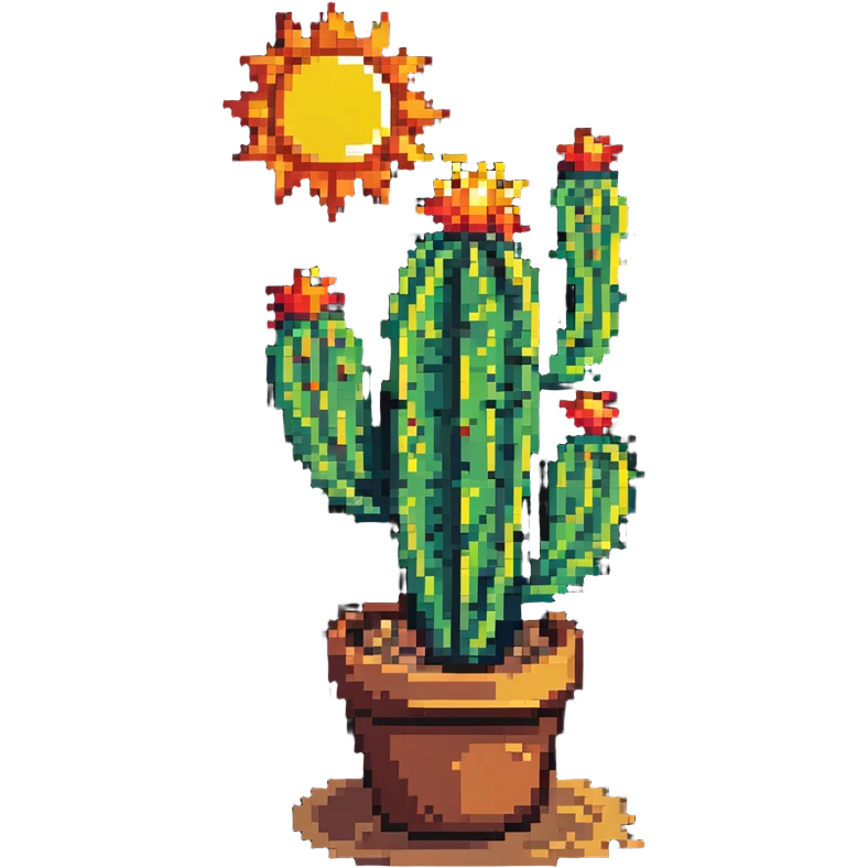 cactus in a desert with sun emoji