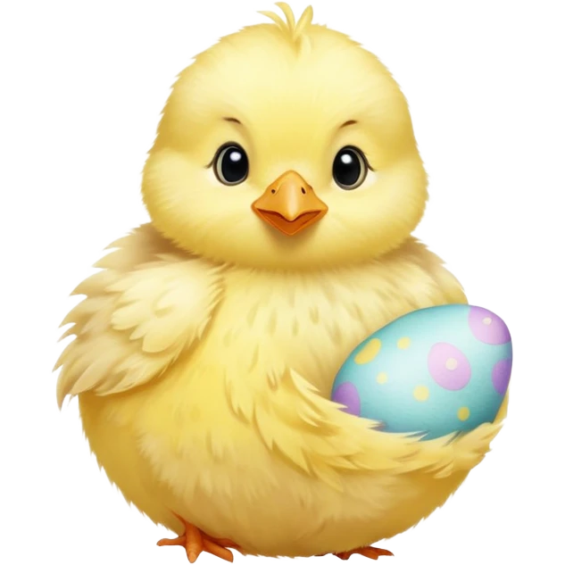 Cute yellow baby chick with Easter egg emoji