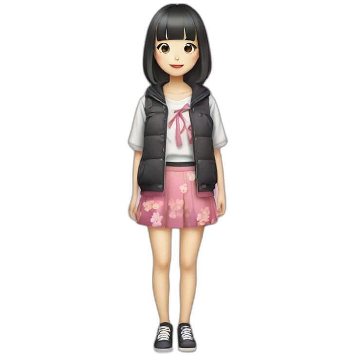 Japanese girl wearing harajuku styled clothing emoji