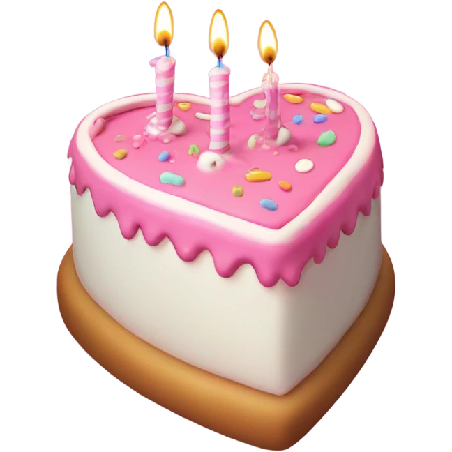 Pink heart shaped birthday cake  emoji