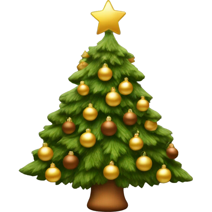 Christmas tree with brown and gold ornaments emoji