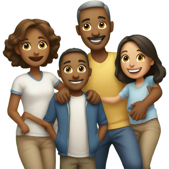 happy family with dog outdoors emoji