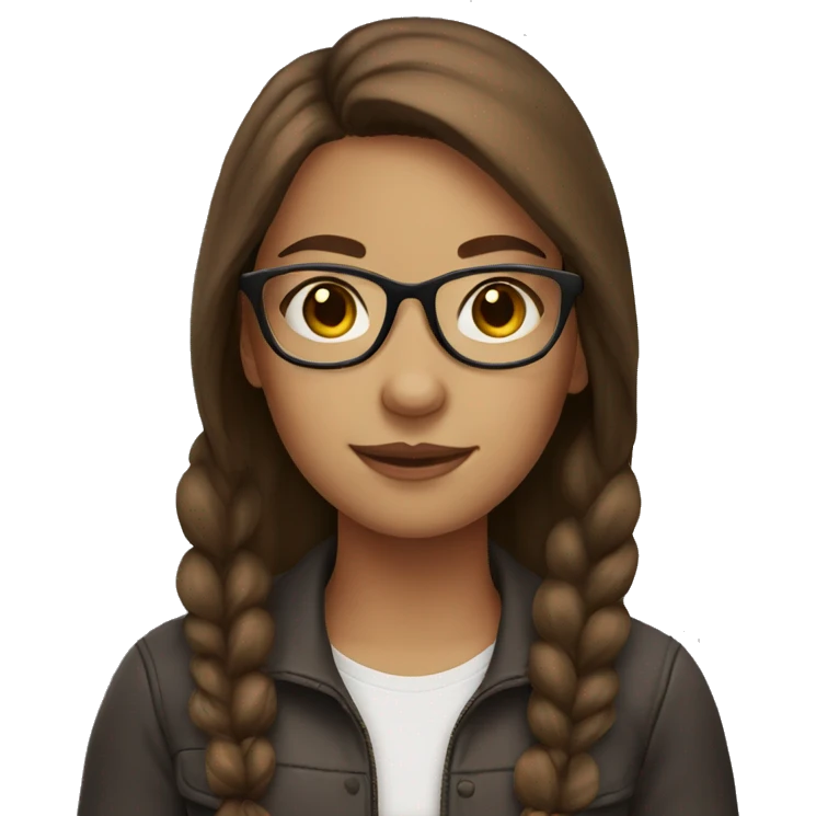 Brown hair girl with glasses emoji